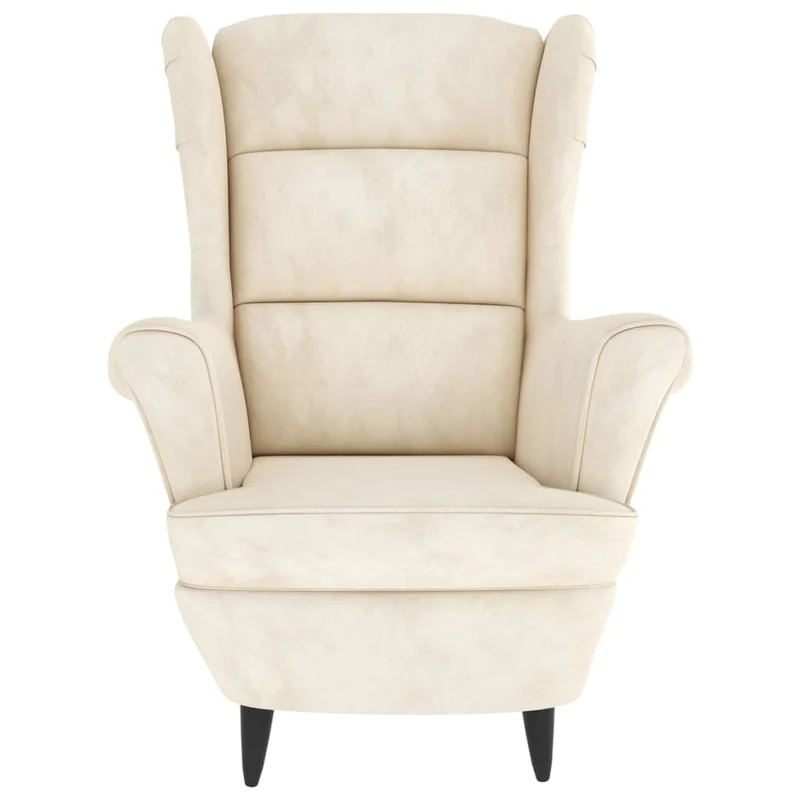 Fauteuil lounge fauteuil de salon chambre avec accoudoirs design moderne en velours crème blanc DEC026853