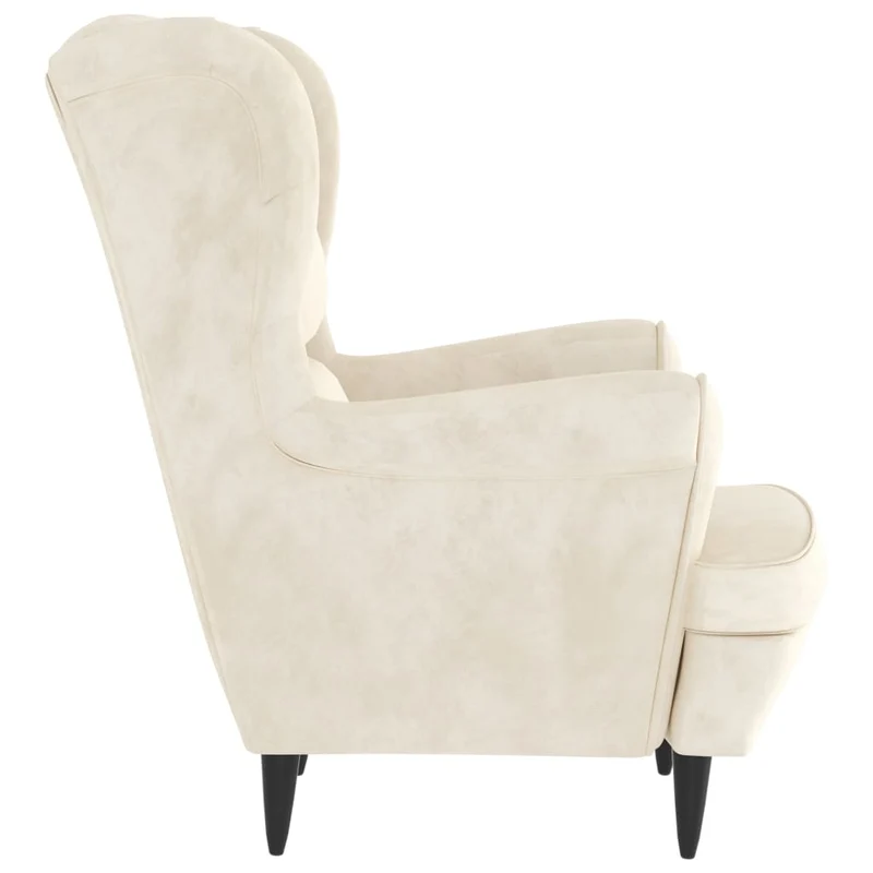 Fauteuil lounge fauteuil de salon chambre avec accoudoirs design moderne en velours crème blanc DEC026853