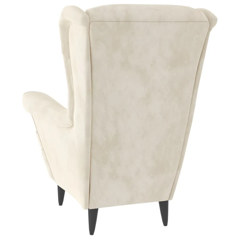Fauteuil lounge fauteuil de salon chambre avec accoudoirs design moderne en velours crème blanc DEC026853