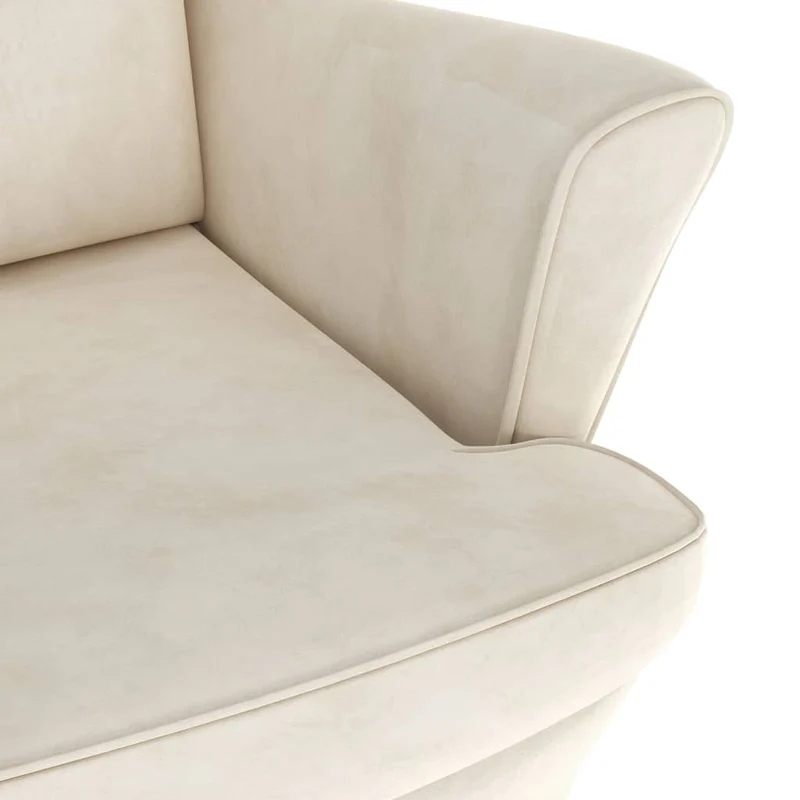 Fauteuil lounge fauteuil de salon chambre avec accoudoirs design moderne en velours crème blanc DEC026853