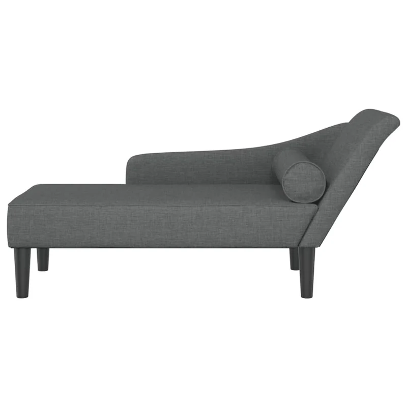 Méridienne chaise longue canapé pour intérieur avec coussins en tissu gris foncé DEC026079