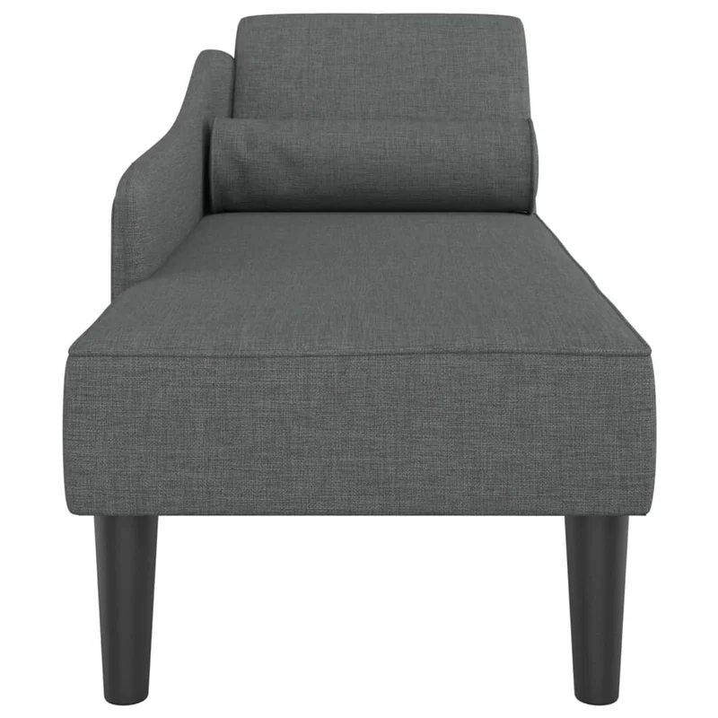Méridienne chaise longue canapé pour intérieur avec coussins en tissu gris foncé DEC026079