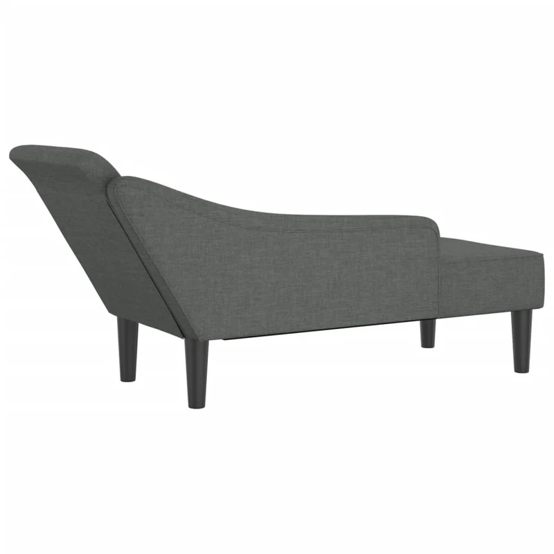Méridienne chaise longue canapé pour intérieur avec coussins en tissu gris foncé DEC026079