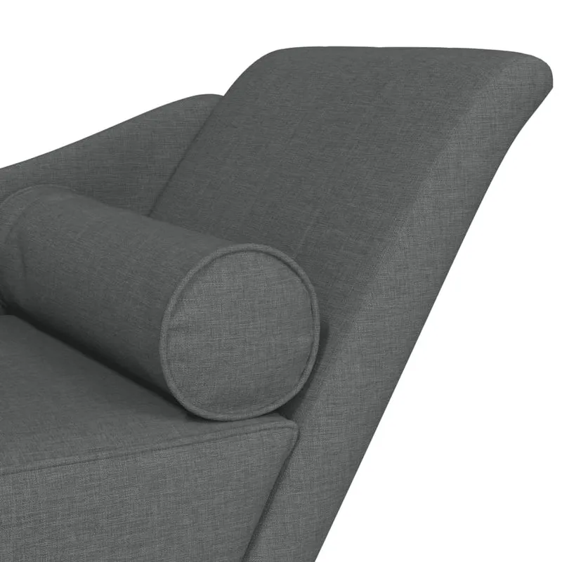 Méridienne chaise longue canapé pour intérieur avec coussins en tissu gris foncé DEC026079
