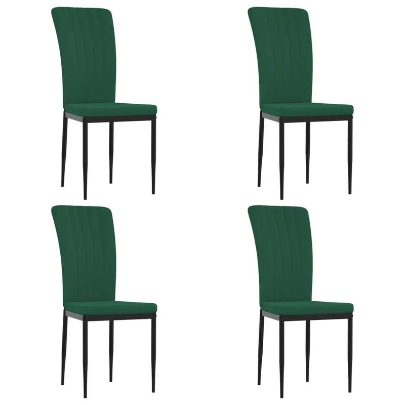 Set de 4 chaises de salle à manger cuisine en tissu velours vert foncé cadre en fer DEC025659