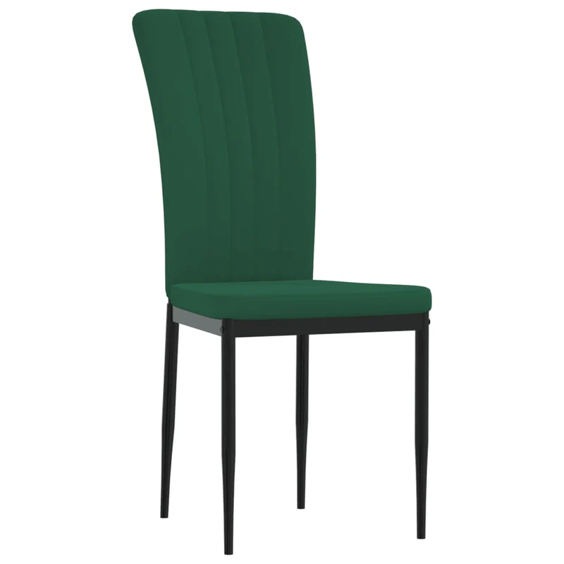 Set de 4 chaises de salle à manger cuisine en tissu velours vert foncé cadre en fer DEC025659