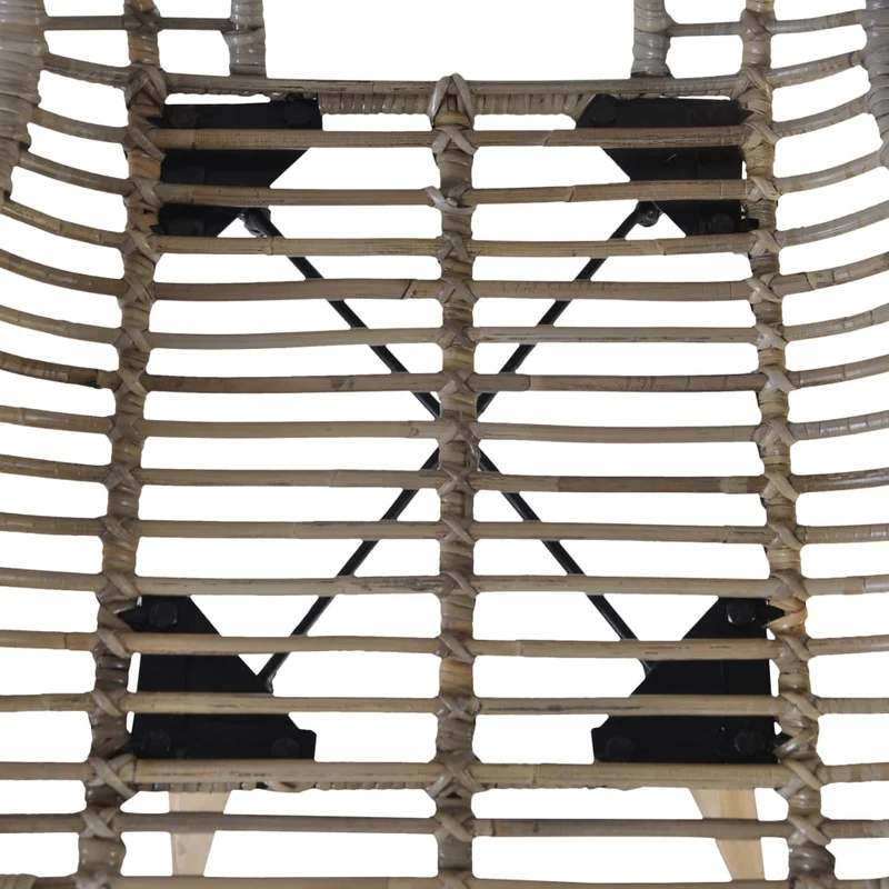 Set de 2 chaises de salle à manger cuisine en rotin naturel marron pieds en bois DEC025541