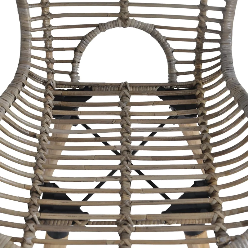 Set de 2 chaises de salle à manger cuisine en rotin naturel marron pieds en bois DEC025541