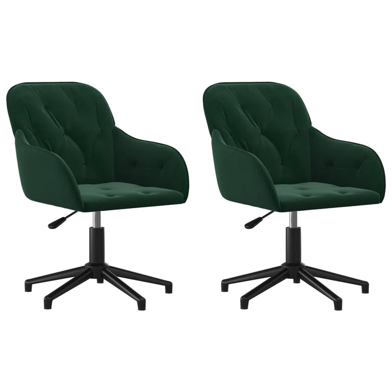 Lot de 2 chaises de salle à manger siège pivotant hauteur réglable en velours vert foncé DEC025317