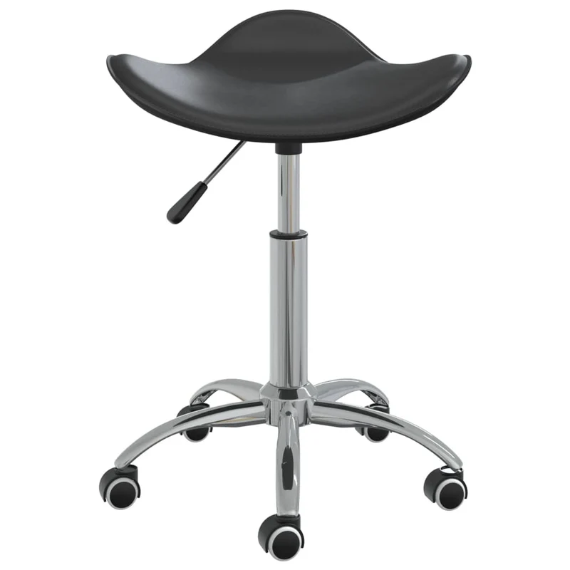 Chaise tabouret siège pivotant hauteur réglable sur roulettes en PVC noir cadre en acier DEC025151