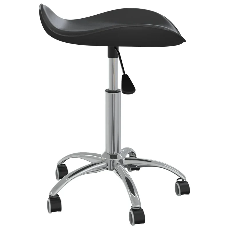 Chaise tabouret siège pivotant hauteur réglable sur roulettes en PVC noir cadre en acier DEC025151