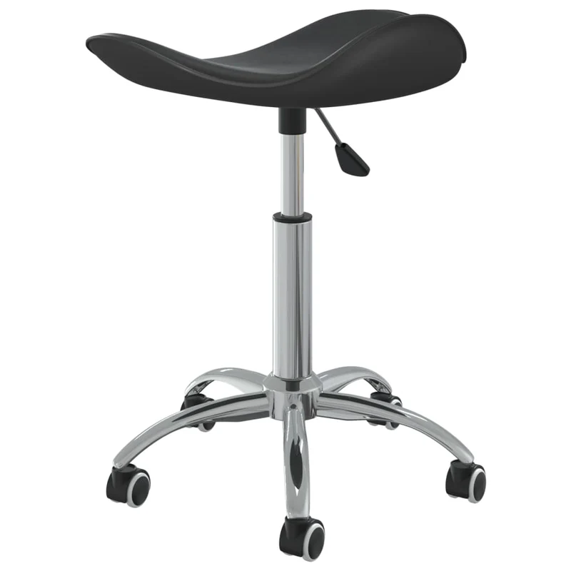 Chaise tabouret siège pivotant hauteur réglable sur roulettes en PVC noir cadre en acier DEC025151