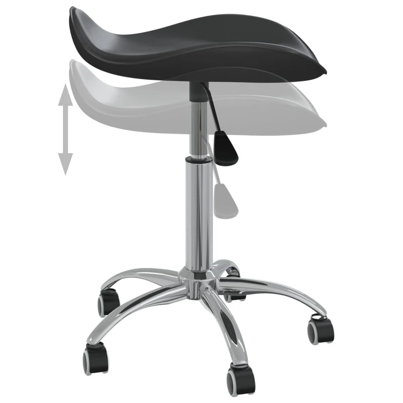 Chaise tabouret siège pivotant hauteur réglable sur roulettes en PVC noir cadre en acier DEC025151