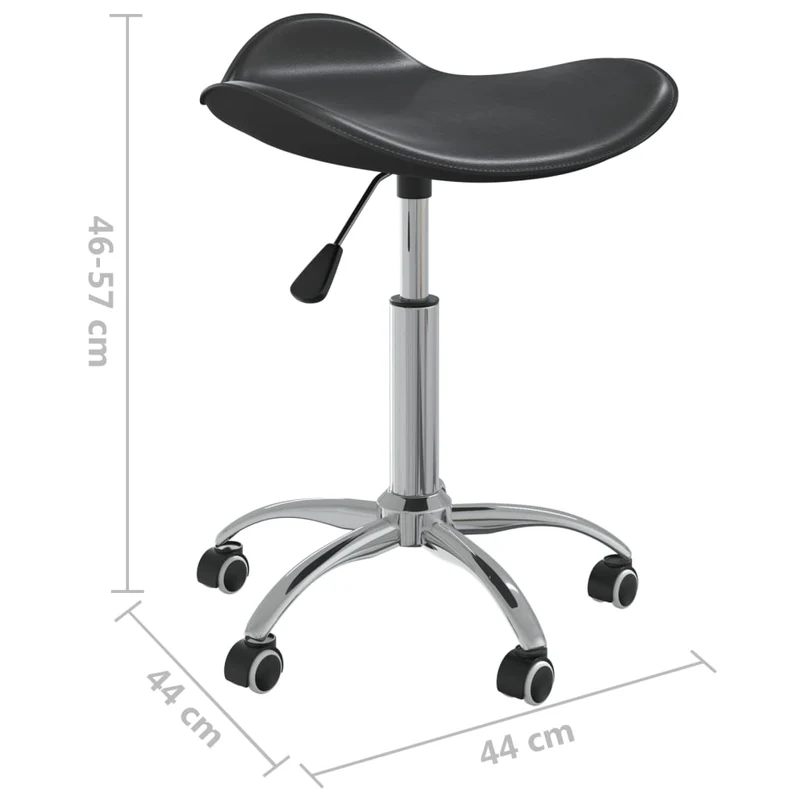 Chaise tabouret siège pivotant hauteur réglable sur roulettes en PVC noir cadre en acier DEC025151