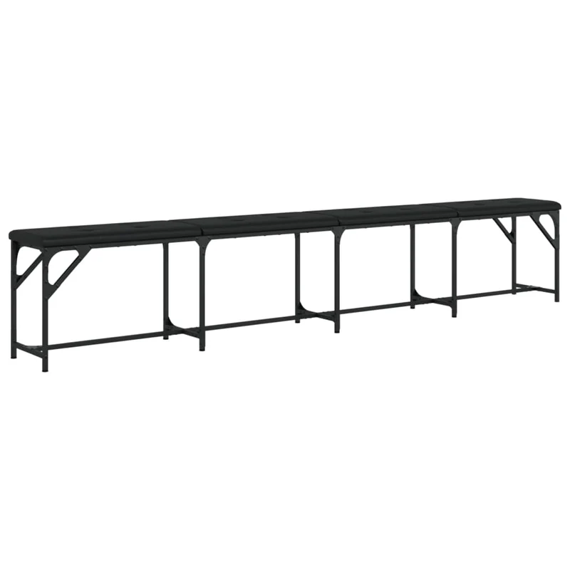 Banc de salle à manger 248 x 32 x 45 cm en acier et PVC noir cadre en acier DEC025027