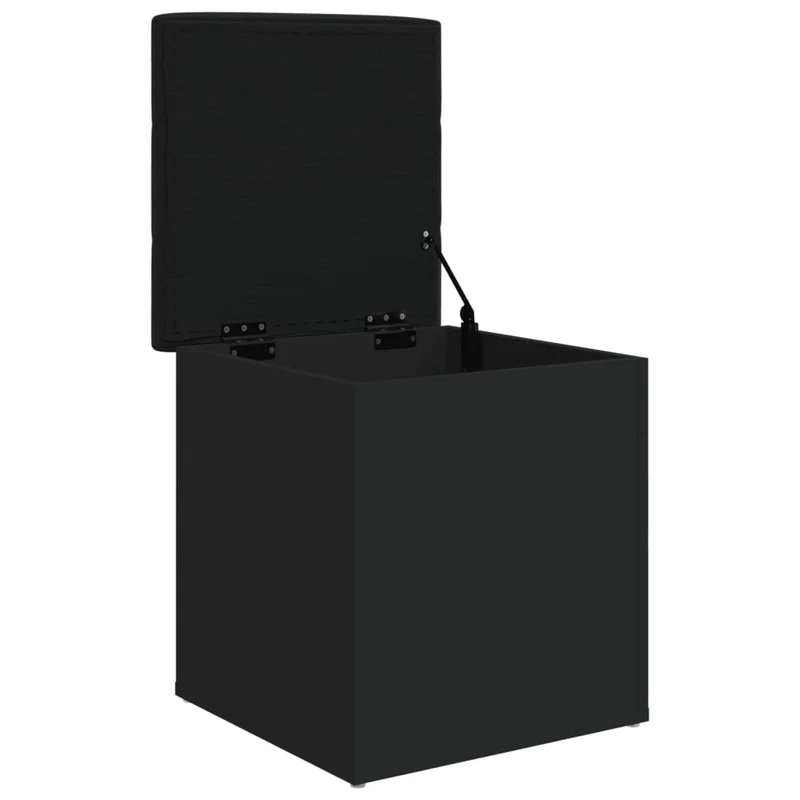 Banc tabouret pouf de rangement 42 x 42 x 45 cm en bois d'ingénierie noir et PVC DEC024775