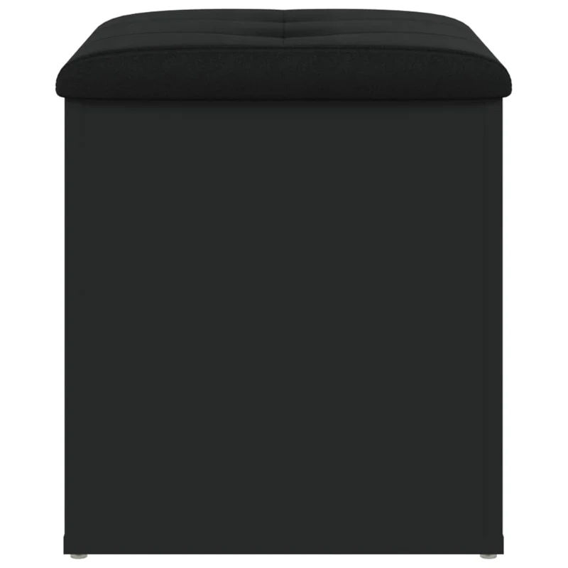 Banc tabouret pouf de rangement 42 x 42 x 45 cm en bois d'ingénierie noir et PVC DEC024775