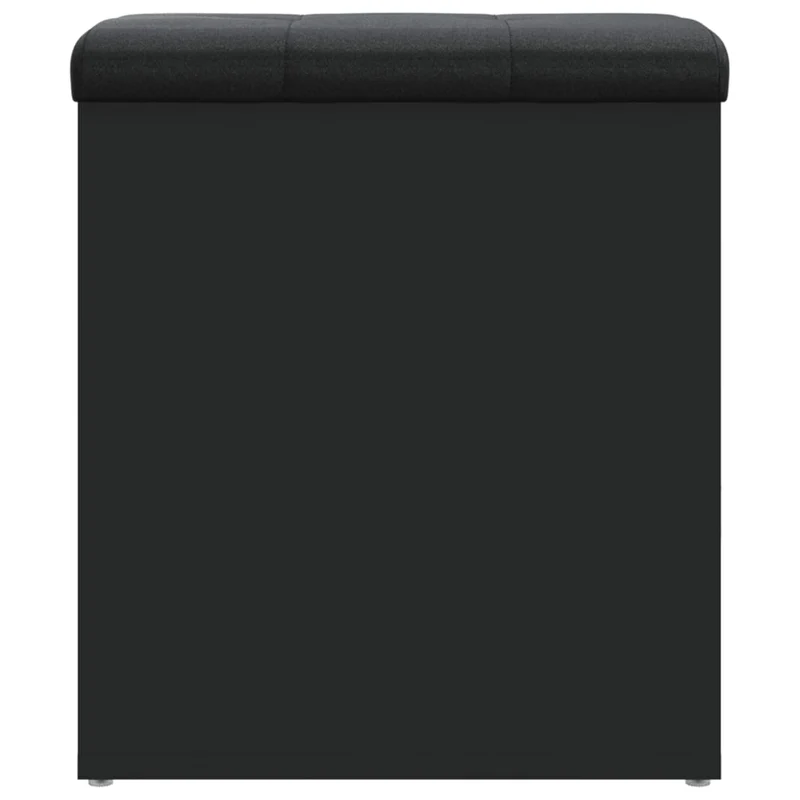 Banc tabouret pouf de rangement 42 x 42 x 45 cm en bois d'ingénierie noir et PVC DEC024775