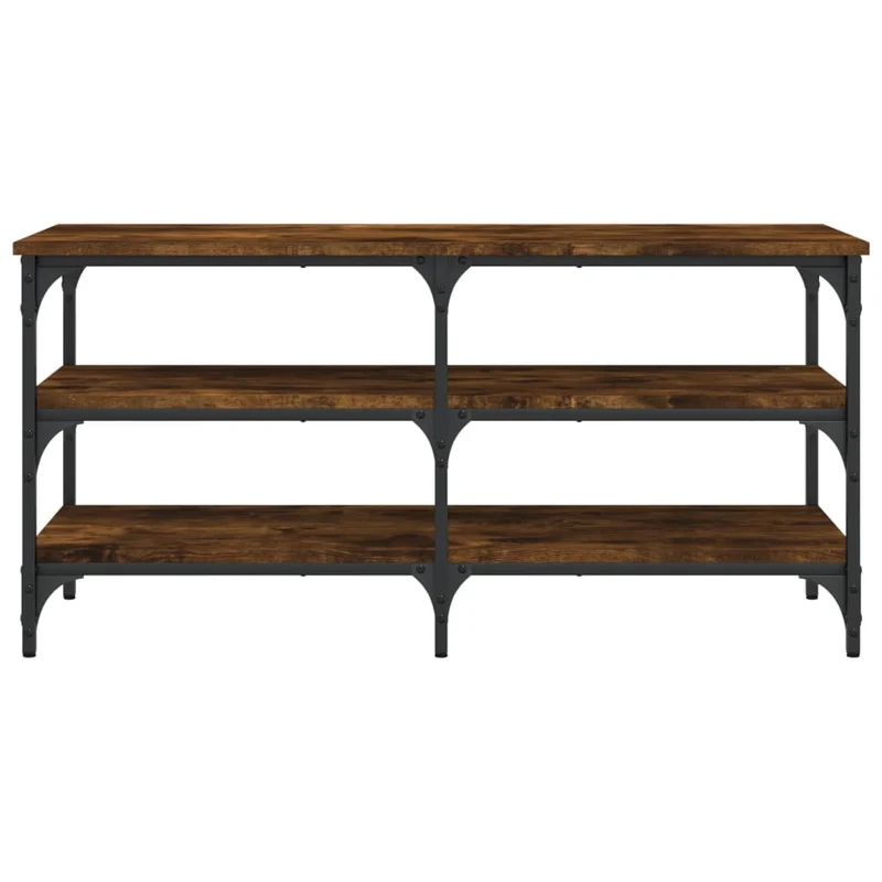 Banc à chaussures avec 3 étagères de rangement 100 x 38,5 x 49 cm en bois d'ingénierie couleur chêne fumé DEC024833