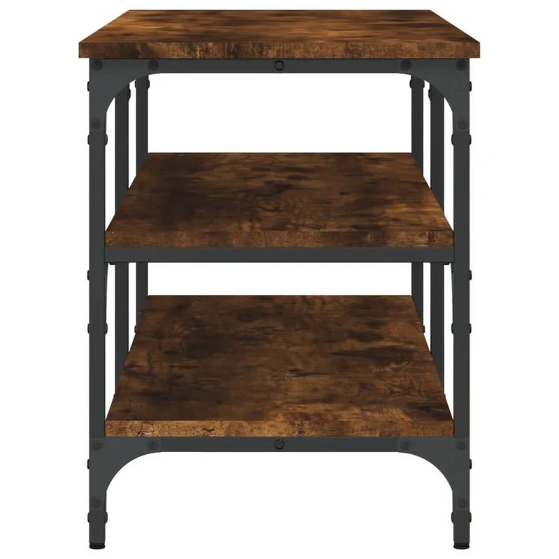 Banc à chaussures avec 3 étagères de rangement 100 x 38,5 x 49 cm en bois d'ingénierie couleur chêne fumé DEC024833