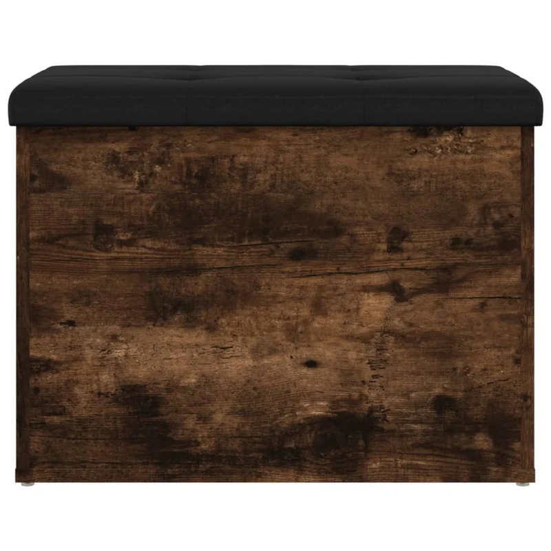 Banc banquette de rangement avec coussin d'assise noir 62 x 42 x 45 cm en bois d'ingénierie coulr chêne fumé DEC024722