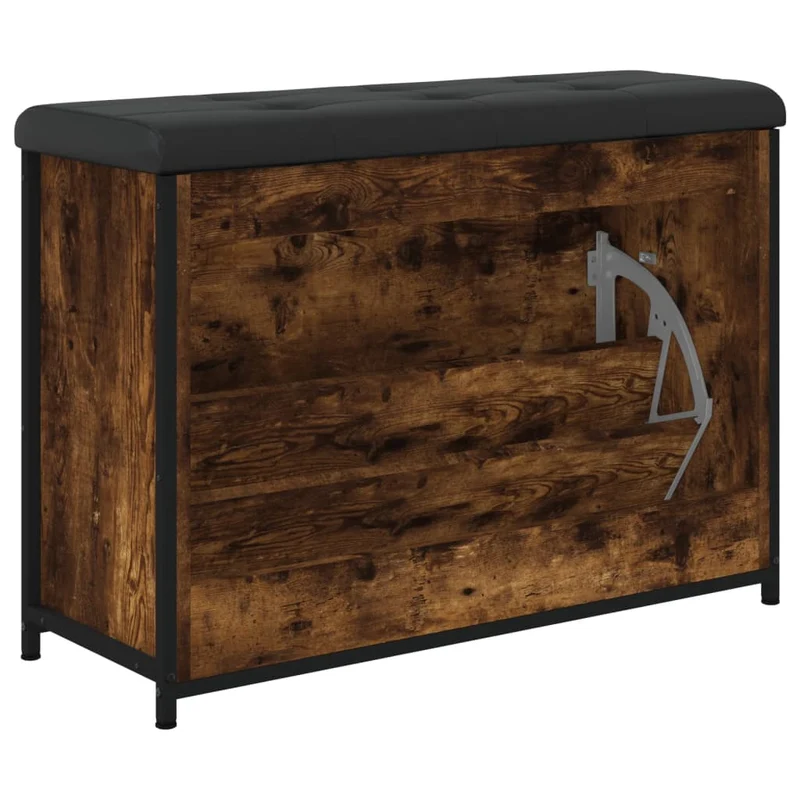 Banc de rangement à chaussures avec tiroir rabattable 82 x 32 x 56 cm bois d'ingénierie couleur chêne fumé DEC024824
