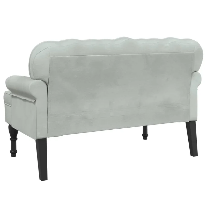 Banquette canapé avec dossier capitonné et accoudoirs 119,5 x 64,5 x 75 cm en velours gris clair DEC024645