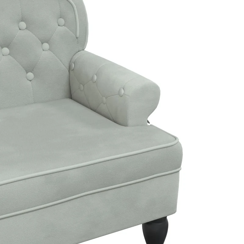 Banquette canapé avec dossier capitonné et accoudoirs 119,5 x 64,5 x 75 cm en velours gris clair DEC024645