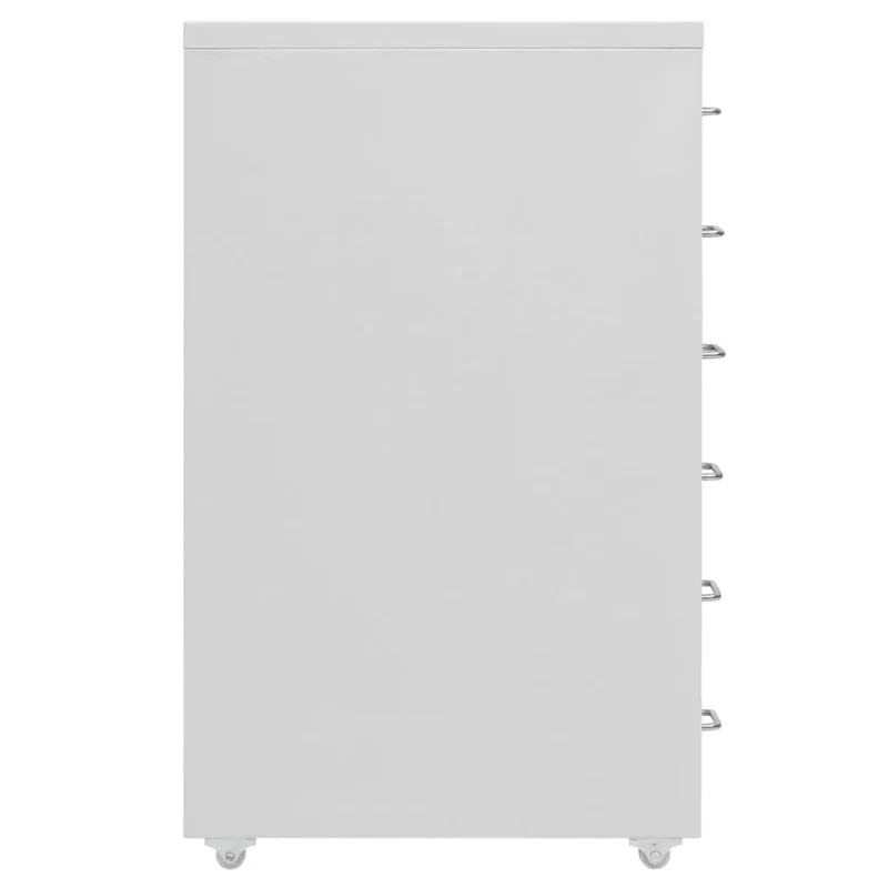 Caissons à tiroirs meuble de bureau sur roulettes 6 tiroirs 28 x 41 x 69 cm en métal gris DEC024574