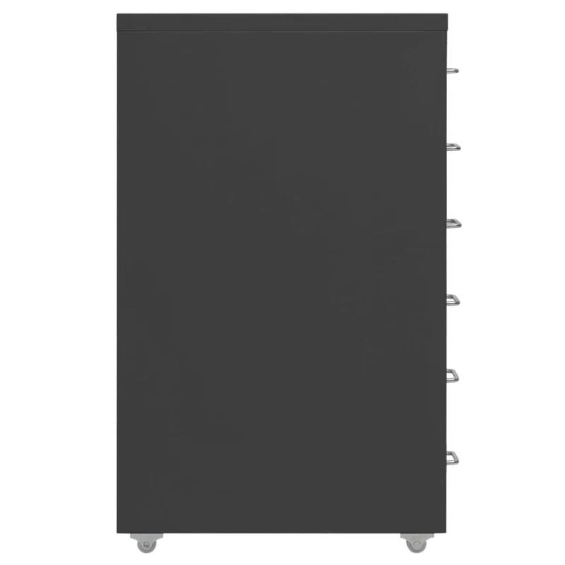 Caissons à tiroirs meuble de bureau sur rouelttes 6 tiroirs 28 x 41 x 69 cm en métal anthracite DEC024556