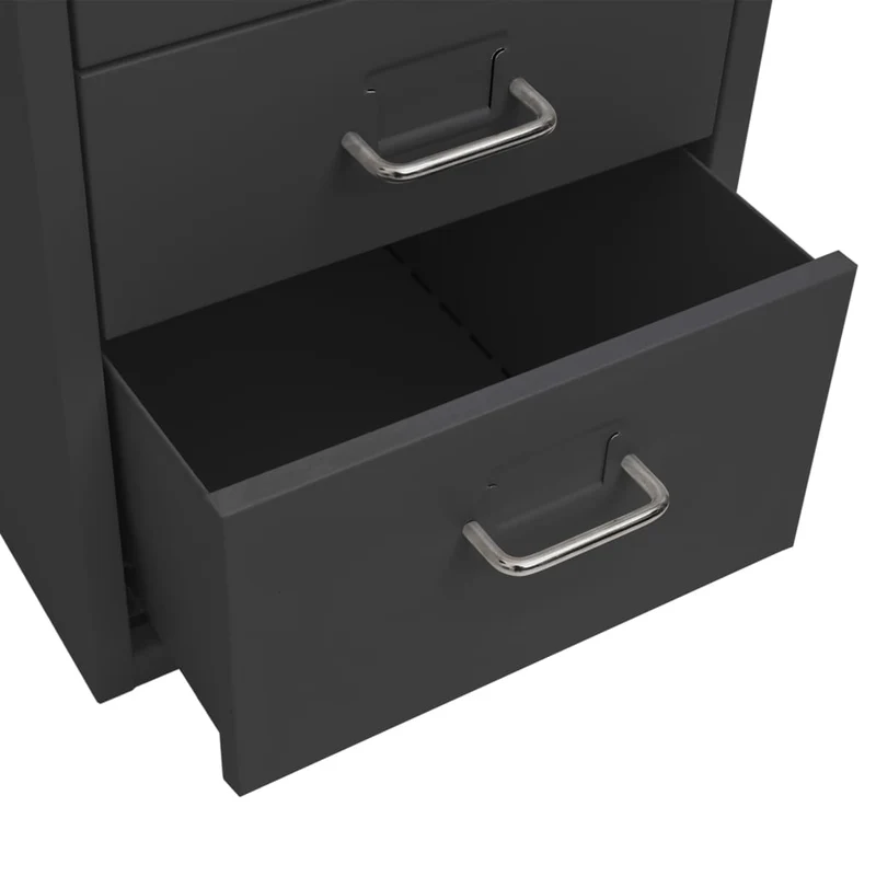 Caissons à tiroirs meuble de bureau sur rouelttes 6 tiroirs 28 x 41 x 69 cm en métal anthracite DEC024556