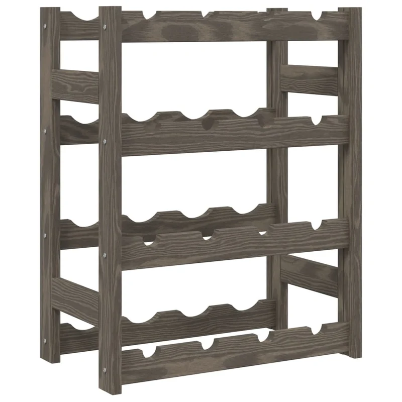Casier range bouteilles étagère de rangement vin pour 16 bouteille 4 niveaux en bois pin gris DEC024298
