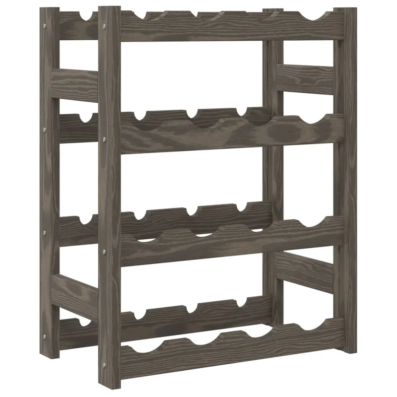 Casier range bouteilles étagère de rangement vin pour 16 bouteille 4 niveaux en bois pin gris DEC024298