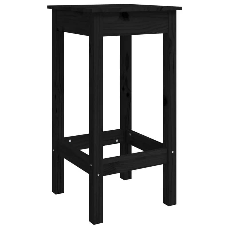 Lot de 2 tabourets de bar avec repose-pieds design simple 40 x 40 x 78 cm en bois de pin noir DEC025187