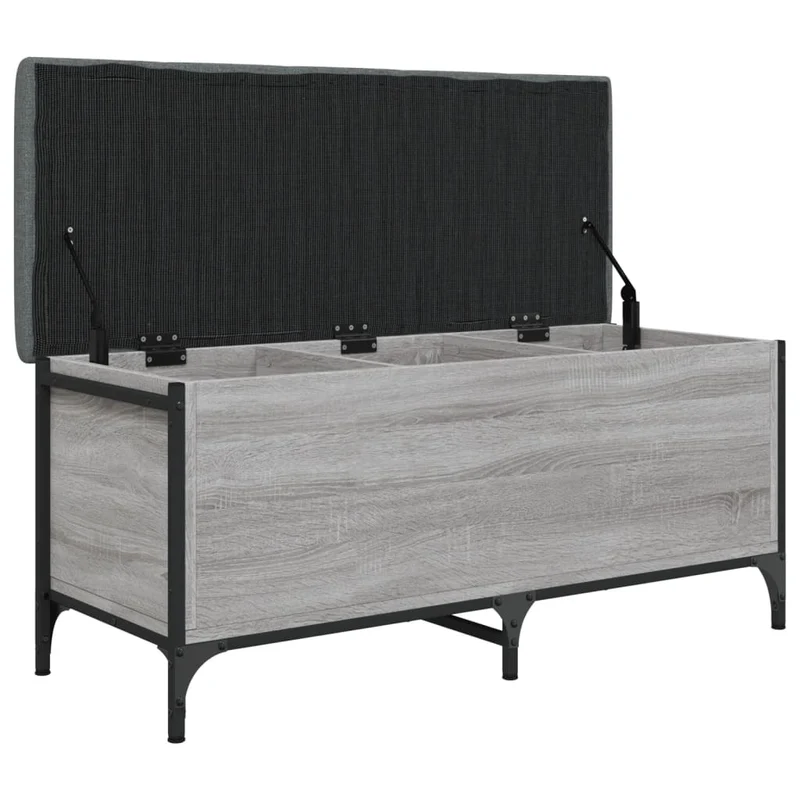 Banc banquette avec espace de rangement et coussin d'assise 102 x 42 x 45 cm bois d'ingénierie couleur sonoma gris DEC024795