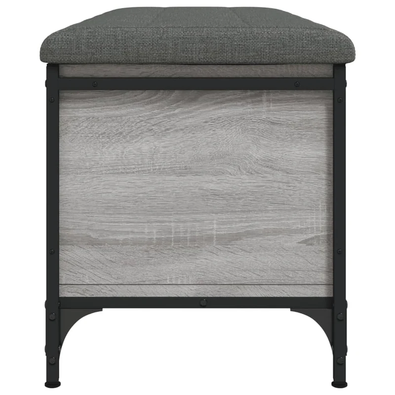 Banc banquette avec espace de rangement et coussin d'assise 102 x 42 x 45 cm bois d'ingénierie couleur sonoma gris DEC024795