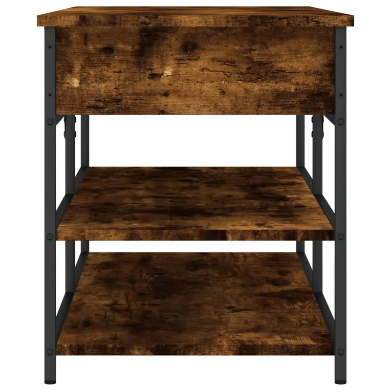 Banc de rangement à chaussures avec espace de rangement 100 x 42,5 x 50 cm bois d'ingénierie couleur chêne fumé DEC024834