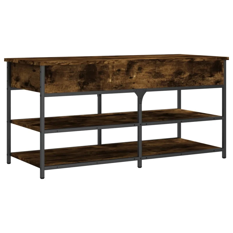 Banc de rangement à chaussures avec espace de rangement 100 x 42,5 x 50 cm bois d'ingénierie couleur chêne fumé DEC024834