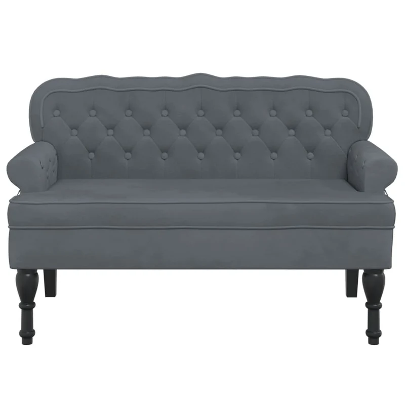 Banquette canapé avec dossier capitonné et accoudoirs 119,5 x 64,5 x 75 cm en velours gris DEC024647