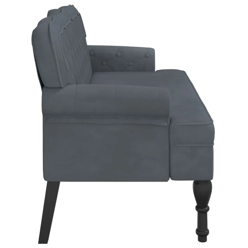 Banquette canapé avec dossier capitonné et accoudoirs 119,5 x 64,5 x 75 cm en velours gris DEC024647
