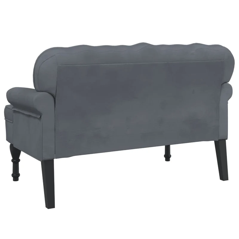 Banquette canapé avec dossier capitonné et accoudoirs 119,5 x 64,5 x 75 cm en velours gris DEC024647