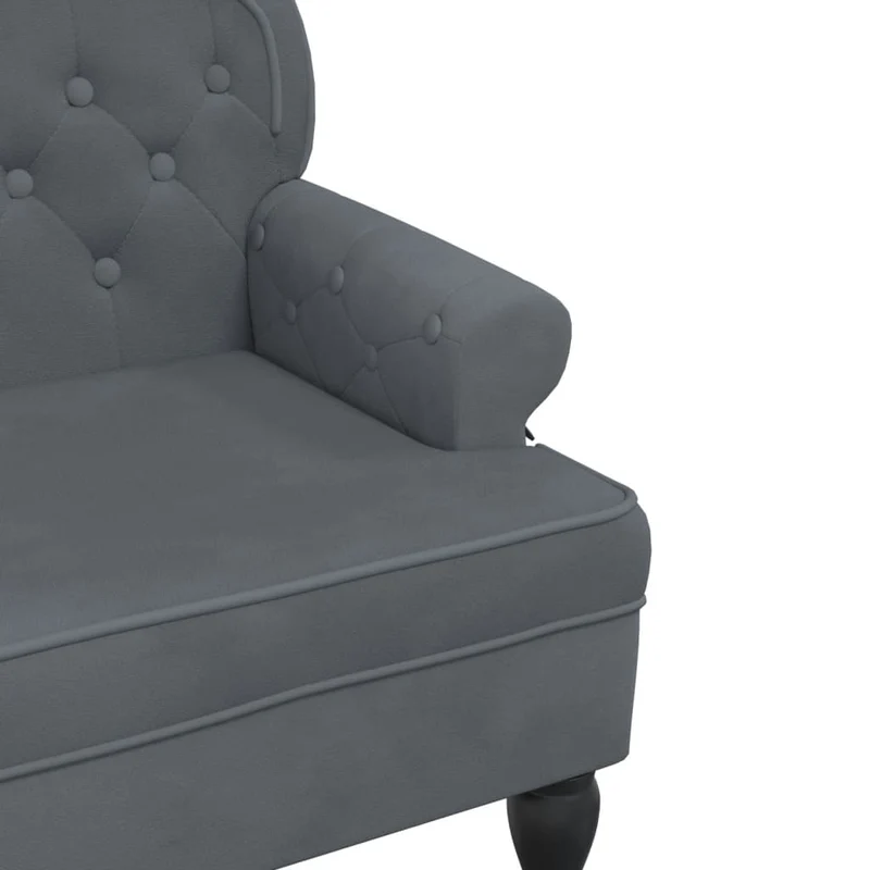 Banquette canapé avec dossier capitonné et accoudoirs 119,5 x 64,5 x 75 cm en velours gris DEC024647