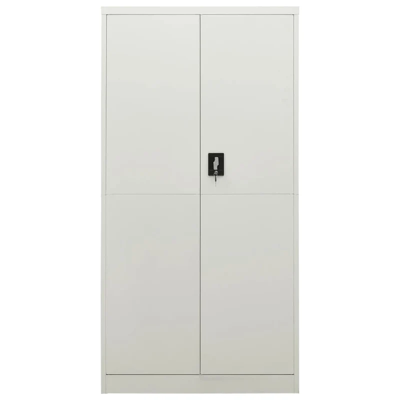 Meuble de bureau armoire de rangement avec 2 portes et 4 étagères 90 x 40 x 180 cm en acier gris DEC024488