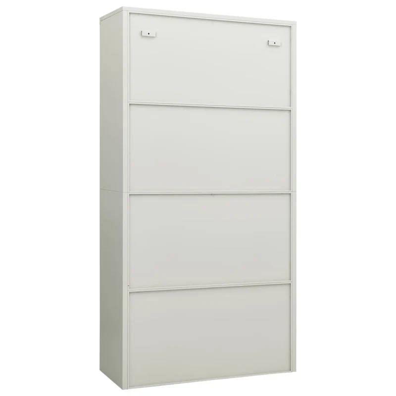 Meuble de bureau armoire de rangement avec 2 portes et 4 étagères 90 x 40 x 180 cm en acier gris DEC024488