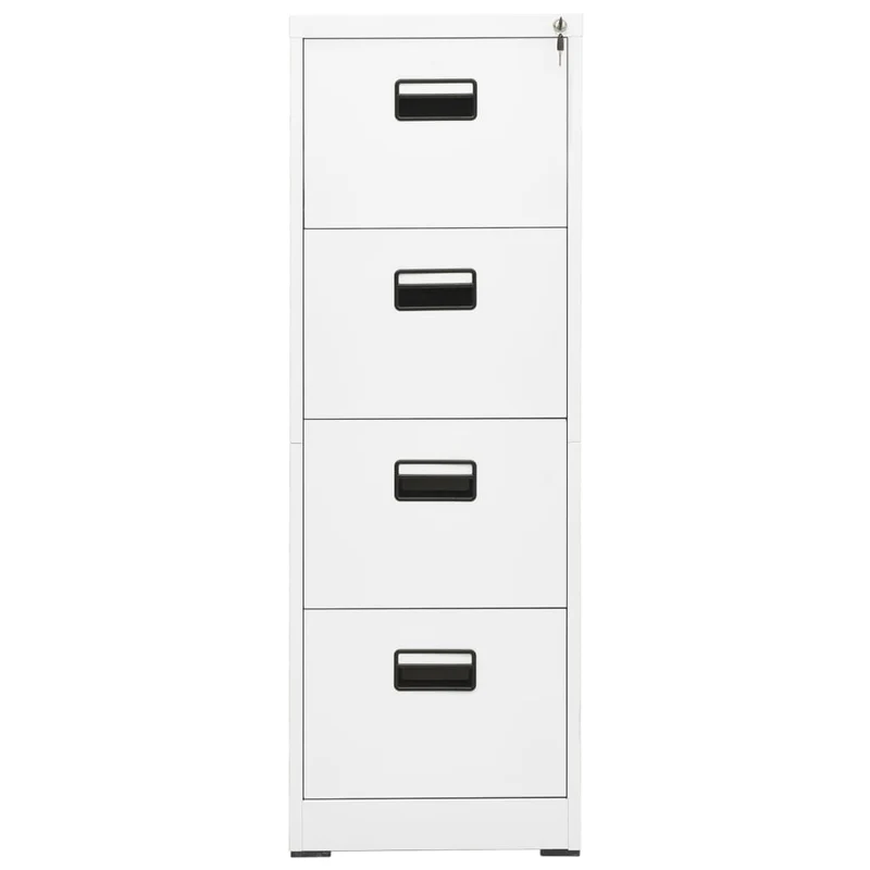 Caissons à tiroirs meuble de bureau avec 4 tiroirs et 1 serrure 46 x 62 x 133 cm en acier blanc DEC024521