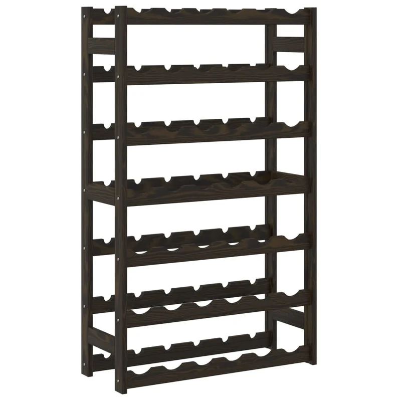 Casier range bouteilles étagère de rangement vin 7 niveaux pour 42 bouteilles en bois de pin noir DEC024325