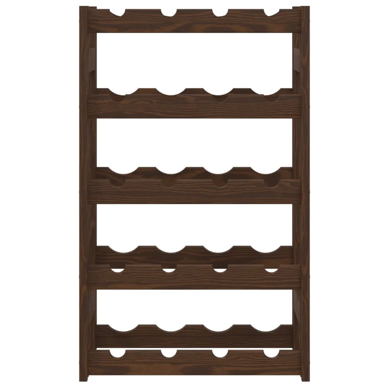 Casier range bouteilles étagère de rangement vin 5 niveaux pour 20 bouteilles en bois pin brun DEC024304