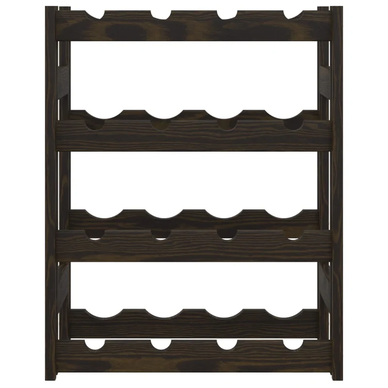Casier range bouteilles étagère de rangement vin pour 16 bouteilles 4 niveaux en bois pin noir DEC024300