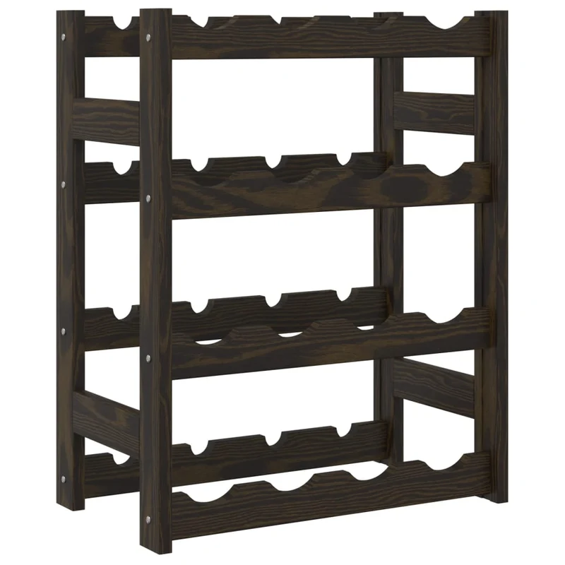 Casier range bouteilles étagère de rangement vin pour 16 bouteilles 4 niveaux en bois pin noir DEC024300