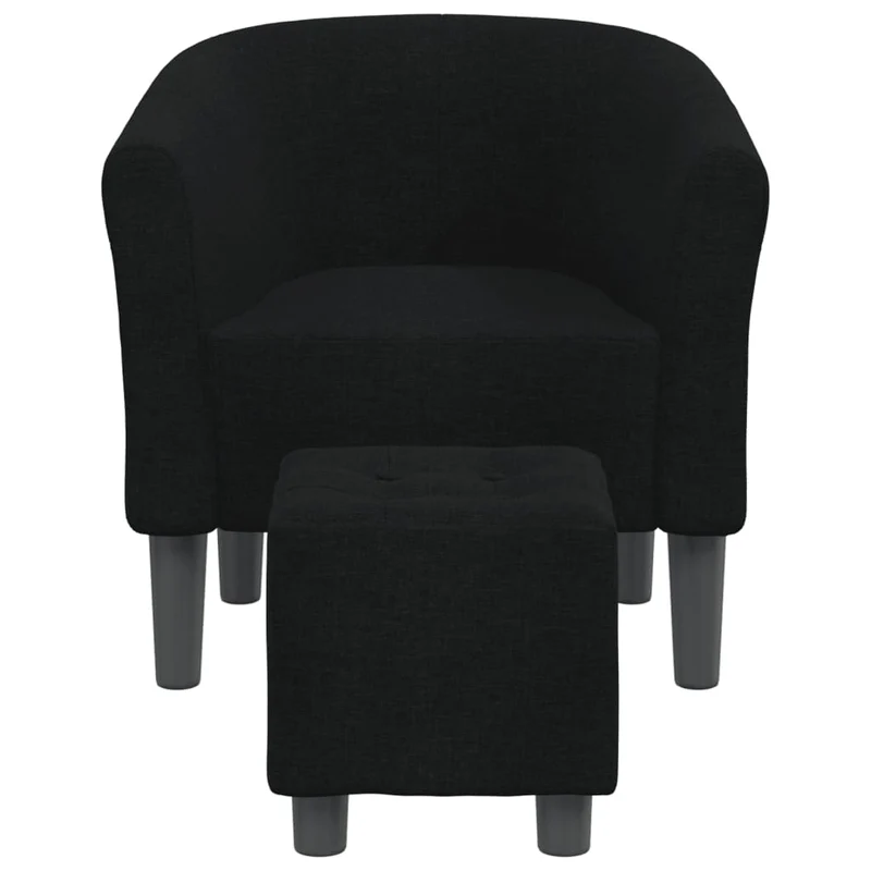 Fauteuil lounge assise confortable design moderne avec repose-pied en tissu noir DEC026430